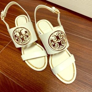Tory Burch wedge sandals size 6 whisper white